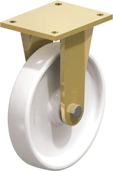 Blickle - 10" Diam x 1-31/32" Wide x 12" OAH Top Plate Mount Rigid Caster - Impact-Resistant Nylon, 3,300 Lb Capacity, Plain Bore Bearing, 6-7/8 x 5-1/2" Plate - Industrial Tool & Supply