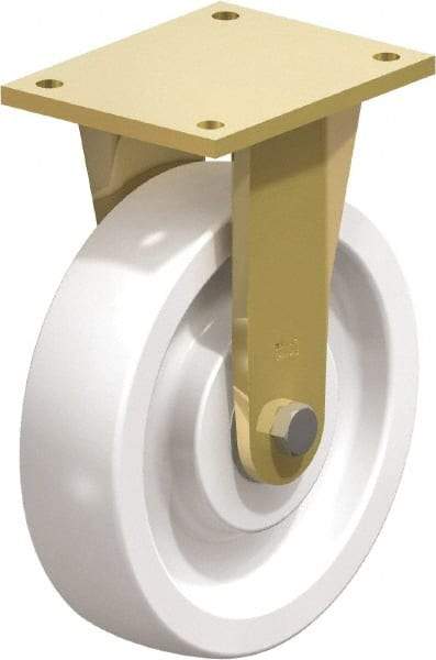 Blickle - 10" Diam x 2-9/16" Wide x 12" OAH Top Plate Mount Rigid Caster - Impact-Resistant Nylon, 4,400 Lb Capacity, Ball Bearing, 6-7/8 x 5-1/2" Plate - Industrial Tool & Supply
