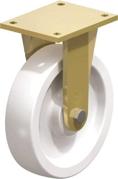 Blickle - 10" Diam x 2-9/16" Wide x 12" OAH Top Plate Mount Rigid Caster - Impact-Resistant Nylon, 4,400 Lb Capacity, Plain Bore Bearing, 6-7/8 x 5-1/2" Plate - Industrial Tool & Supply