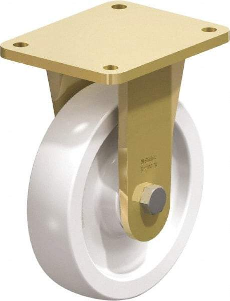 Blickle - 8" Diam x 1-31/32" Wide x 9-41/64" OAH Top Plate Mount Rigid Caster - Impact-Resistant Nylon, 3,300 Lb Capacity, Plain Bore Bearing, 5-1/2 x 4-3/8" Plate - Industrial Tool & Supply