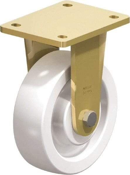Blickle - 6-1/2" Diam x 1-31/32" Wide x 8-5/64" OAH Top Plate Mount Rigid Caster - Impact-Resistant Nylon, 1,870 Lb Capacity, Ball Bearing, 5-1/2 x 4-3/8" Plate - Industrial Tool & Supply