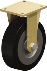 Blickle - 10" Diam x 3-9/64" Wide x 12" OAH Top Plate Mount Rigid Caster - Solid Rubber, 2,200 Lb Capacity, Ball Bearing, 6-7/8 x 5-1/2" Plate - Industrial Tool & Supply