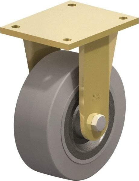 Blickle - 8" Diam x 3-9/64" Wide x 10-1/32" OAH Top Plate Mount Rigid Caster - Solid Rubber, 1,870 Lb Capacity, Ball Bearing, 6-7/8 x 5-1/2" Plate - Industrial Tool & Supply