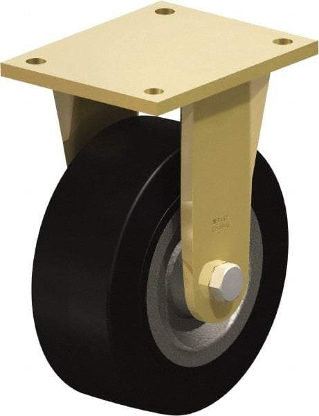 Blickle - 8" Diam x 3-9/64" Wide x 10-1/32" OAH Top Plate Mount Rigid Caster - Solid Rubber, 1,870 Lb Capacity, Ball Bearing, 6-7/8 x 5-1/2" Plate - Industrial Tool & Supply