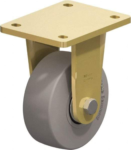 Blickle - 5" Diam x 1-31/32" Wide x 6-11/16" OAH Top Plate Mount Rigid Caster - Solid Rubber, 704 Lb Capacity, Ball Bearing, 5-1/2 x 4-3/8" Plate - Industrial Tool & Supply