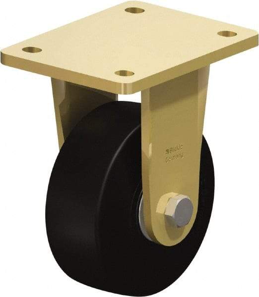 Blickle - 5" Diam x 1-31/32" Wide x 6-11/16" OAH Top Plate Mount Rigid Caster - Solid Rubber, 704 Lb Capacity, Ball Bearing, 5-1/2 x 4-3/8" Plate - Industrial Tool & Supply