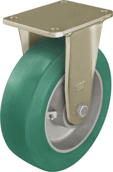 Blickle - 8" Diam x 3-9/64" Wide x 10-1/32" OAH Top Plate Mount Rigid Caster - Polyurethane-Elastomer Blickle Softhane, 2,640 Lb Capacity, Ball Bearing, 6-7/8 x 5-1/2" Plate - Industrial Tool & Supply