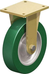 Blickle - 10" Diam x 2-23/64" Wide x 12" OAH Top Plate Mount Rigid Caster - Polyurethane-Elastomer Blickle Softhane, 2,640 Lb Capacity, Ball Bearing, 6-7/8 x 5-1/2" Plate - Industrial Tool & Supply