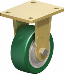 Blickle - 5" Diam x 1-31/32" Wide x 6-11/16" OAH Top Plate Mount Rigid Caster - Polyurethane-Elastomer Blickle Softhane, 990 Lb Capacity, Ball Bearing, 5-1/2 x 4-3/8" Plate - Industrial Tool & Supply