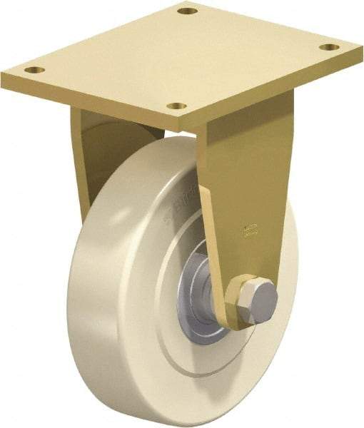 Blickle - 10" Diam x 2-9/16" Wide x 13" OAH Top Plate Mount Rigid Caster - Impact-Resistant Cast Nylon, 11,000 Lb Capacity, Ball Bearing, 10 x 7-7/8" Plate - Industrial Tool & Supply