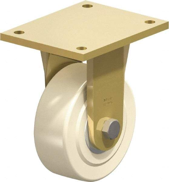 Blickle - 6" Diam x 2-5/32" Wide x 8-5/64" OAH Top Plate Mount Rigid Caster - Impact-Resistant Cast Nylon, 5,500 Lb Capacity, Ball Bearing, 6-7/8 x 5-1/2" Plate - Industrial Tool & Supply