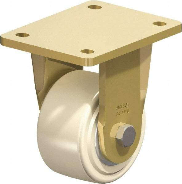 Blickle - 4" Diam x 2-5/32" Wide x 5-5/64" OAH Top Plate Mount Rigid Caster - Impact-Resistant Cast Nylon, 3,300 Lb Capacity, Ball Bearing, 5-1/2 x 4-3/8" Plate - Industrial Tool & Supply