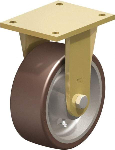 Blickle - 8" Diam x 3-9/64" Wide x 10-1/32" OAH Top Plate Mount Rigid Caster - Polyurethane-Elastomer Blickle Besthane, 3,520 Lb Capacity, Ball Bearing, 6-7/8 x 5-1/2" Plate - Industrial Tool & Supply