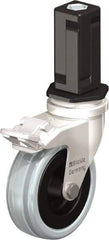 Blickle - 3" Diam x 63/64" Wide x 3-31/32" OAH Stem Mount Swivel Caster with Brake - Solid Rubber, 132 Lb Capacity, Plain Bore Bearing, Square Stem - Industrial Tool & Supply