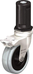 Blickle - 3" Diam x 63/64" Wide x 3-31/32" OAH Stem Mount Swivel Caster with Brake - Solid Rubber, 132 Lb Capacity, Plain Bore Bearing, Round Stem - Industrial Tool & Supply