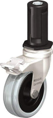 Blickle - 3" Diam x 63/64" Wide x 3-31/32" OAH Stem Mount Swivel Caster with Brake - Solid Rubber, 132 Lb Capacity, Plain Bore Bearing, Round Stem - Industrial Tool & Supply