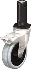 Blickle - 3" Diam x 63/64" Wide x 3-31/32" OAH Stem Mount Swivel Caster with Brake - Solid Rubber, 132 Lb Capacity, Plain Bore Bearing, Round Stem - Industrial Tool & Supply