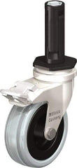 Blickle - 3" Diam x 63/64" Wide x 3-31/32" OAH Stem Mount Swivel Caster with Brake - Solid Rubber, 132 Lb Capacity, Plain Bore Bearing, Round Stem - Industrial Tool & Supply