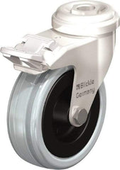 Blickle - 3" Diam x 63/64" Wide x 3-27/32" OAH Stem Mount Swivel Caster with Brake - Solid Rubber, 132 Lb Capacity, Plain Bore Bearing, Round Stem - Industrial Tool & Supply