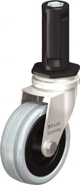 Blickle - 3" Diam x 63/64" Wide x 3-31/32" OAH Stem Mount Swivel Caster - Solid Rubber, 132 Lb Capacity, Plain Bore Bearing, Round Stem - Industrial Tool & Supply