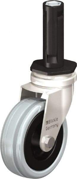 Blickle - 3" Diam x 63/64" Wide x 3-31/32" OAH Stem Mount Swivel Caster - Solid Rubber, 132 Lb Capacity, Plain Bore Bearing, Round Stem - Industrial Tool & Supply