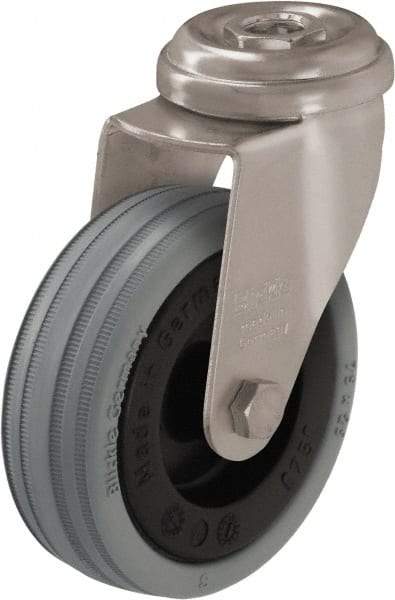 Blickle - 2" Diam x 45/64" Wide x 2-23/32" OAH Hollow Kingpin Mount Swivel Caster - Solid Rubber, 88 Lb Capacity, Plain Bore Bearing, Hollow Kingpin Stem - Industrial Tool & Supply