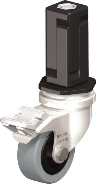 Blickle - 2" Diam x 45/64" Wide x 2-13/16" OAH Stem Mount Swivel Caster with Brake - Solid Rubber, 88 Lb Capacity, Plain Bore Bearing, Square Stem - Industrial Tool & Supply