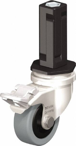 Blickle - 2" Diam x 45/64" Wide x 2-13/16" OAH Stem Mount Swivel Caster with Brake - Solid Rubber, 88 Lb Capacity, Plain Bore Bearing, Square Stem - Industrial Tool & Supply