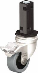 Blickle - 2" Diam x 45/64" Wide x 2-13/16" OAH Stem Mount Swivel Caster with Brake - Solid Rubber, 88 Lb Capacity, Plain Bore Bearing, Square Stem - Industrial Tool & Supply