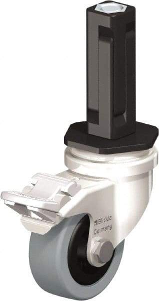 Blickle - 2" Diam x 45/64" Wide x 2-13/16" OAH Stem Mount Swivel Caster with Brake - Solid Rubber, 88 Lb Capacity, Plain Bore Bearing, Square Stem - Industrial Tool & Supply
