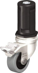 Blickle - 2" Diam x 45/64" Wide x 2-13/16" OAH Stem Mount Swivel Caster with Brake - Solid Rubber, 88 Lb Capacity, Plain Bore Bearing, Round Stem - Industrial Tool & Supply