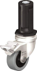 Blickle - 2" Diam x 45/64" Wide x 2-13/16" OAH Stem Mount Swivel Caster with Brake - Solid Rubber, 88 Lb Capacity, Plain Bore Bearing, Round Stem - Industrial Tool & Supply