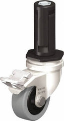 Blickle - 2" Diam x 45/64" Wide x 2-13/16" OAH Stem Mount Swivel Caster with Brake - Solid Rubber, 88 Lb Capacity, Plain Bore Bearing, Round Stem - Industrial Tool & Supply
