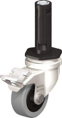 Blickle - 2" Diam x 45/64" Wide x 2-13/16" OAH Stem Mount Swivel Caster with Brake - Solid Rubber, 88 Lb Capacity, Plain Bore Bearing, Round Stem - Industrial Tool & Supply