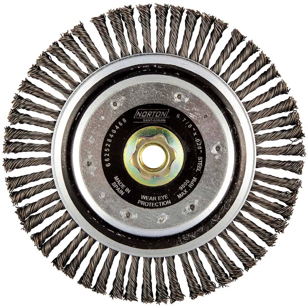 Norton - 6-7/8" OD, 5/8-11 Arbor Hole, Stringer Bead Carbon Wheel Brush - Industrial Tool & Supply