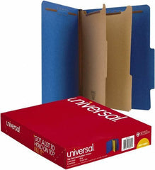 UNIVERSAL - 8-1/2 x 11", Letter Size, Cobalt Blue, Classification Folders with Top Tab Fastener - 25 Point Stock, Right of Center Tab Cut Location - Industrial Tool & Supply