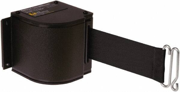 Lavi Industries - 3-1/2" High x 3-1/4" Long x 3-1/4" Wide Retractable Barrier Belt - Aluminum, Powdercoat Finish, Black, Use with Upright - Industrial Tool & Supply