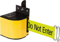 Lavi Industries - 3-1/2" High x 3-1/4" Long x 3-1/4" Wide Retractable Barrier Belt - Aluminum, Powdercoat Finish, Yellow, Use with Upright - Industrial Tool & Supply