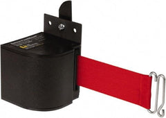 Lavi Industries - 3-1/2" High x 3-1/4" Long x 3-1/4" Wide Retractable Barrier Belt - Aluminum, Powdercoat Finish, Black, Use with Upright - Industrial Tool & Supply
