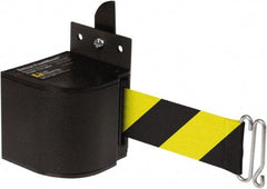 Lavi Industries - 3-1/2" High x 3-1/4" Long x 3-1/4" Wide Retractable Barrier Belt - Aluminum, Powdercoat Finish, Black, Use with Upright - Industrial Tool & Supply