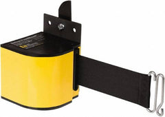 Lavi Industries - 3-1/2" High x 3-1/4" Long x 3-1/4" Wide Retractable Barrier Belt - Aluminum, Powdercoat Finish, Yellow, Use with Upright - Industrial Tool & Supply