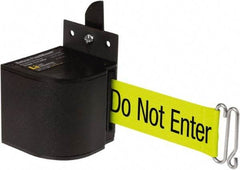 Lavi Industries - 3-1/2" High x 3-1/4" Long x 3-1/4" Wide Retractable Barrier Belt - Aluminum, Powdercoat Finish, Black, Use with Upright - Industrial Tool & Supply