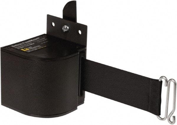Lavi Industries - 3-1/2" High x 3-1/4" Long x 3-1/4" Wide Retractable Barrier Belt - Aluminum, Powdercoat Finish, Black, Use with Upright - Industrial Tool & Supply