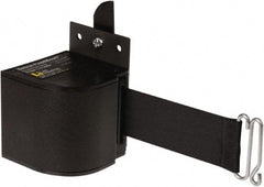 Lavi Industries - 3-1/2" High x 3-1/4" Long x 3-1/4" Wide Retractable Barrier Belt - Aluminum, Powdercoat Finish, Black, Use with Upright - Industrial Tool & Supply