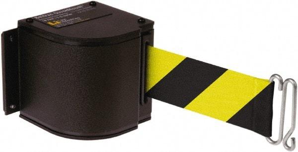 Lavi Industries - 3-1/2" High x 3-1/4" Long x 3-1/4" Wide Retractable Barrier Belt - Aluminum, Powdercoat Finish, Black, Use with Upright - Industrial Tool & Supply