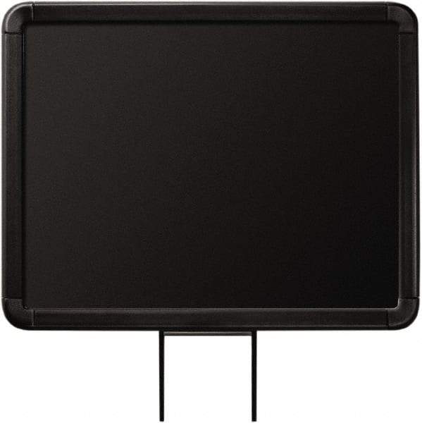 Lavi Industries - 11" High x 8-1/2" Long x 8-1/2" Wide Barrier Sign Frame - Aluminum, Powdercoat Finish, Black, Use with Stanchion - Industrial Tool & Supply