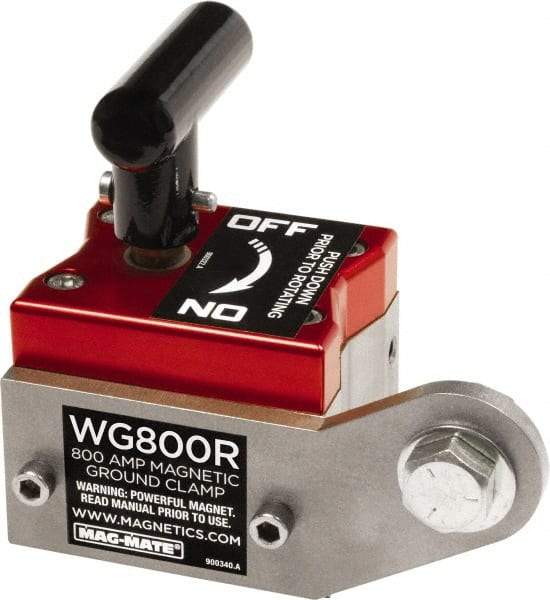 Mag-Mate - 800 Amps Grounding Capacity, 4-5/8" High, Rare Earth Magnetic Welding & Fabrication Ground Clamp - 450 Lb Average Pull Force, Square Magnet, Zinc Plated Steel Stud, Compatible with Flat & Round Surfaces - Industrial Tool & Supply
