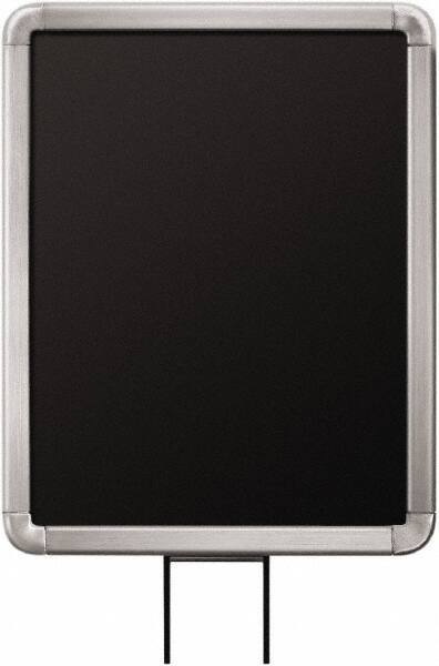 Lavi Industries - 11" High x 8-1/2" Long x 8-1/2" Wide Barrier Sign Frame - Aluminum, Satin Chrome Finish, Satin Aluminum, Use with Stanchion - Industrial Tool & Supply