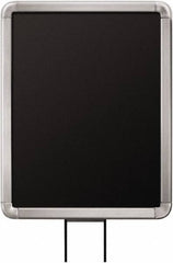 Lavi Industries - 11" High x 8-1/2" Long x 8-1/2" Wide Barrier Sign Frame - Aluminum, Satin Chrome Finish, Satin Aluminum, Use with Stanchion - Industrial Tool & Supply