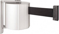 Lavi Industries - 8" High x 6-3/4" Long x 6-3/4" Wide Retractable Barrier Belt - Aluminum, Satin Chrome Finish, Satin Aluminum, Use with Wall Mount - Industrial Tool & Supply